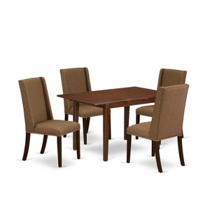 HomeStock 5-Pc Mahogany Finish Solid Wood Top - Dining Room Set with Leaf - Seats 4 - 1 of 4