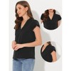 Allegra K Women's Summer Office V-Neck Solid Color Casual Chiffon Ruffle Sleeve Blouse - 2 of 4