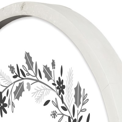 Holly Jolly Wreath 20 x 20 Round White Framed Print