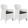 vidaXL White Plastic Patio Chairs Set with Cushions - Outdoor, Weather-Resistant, Easy Clean, Rattan Look Design - 2 of 4