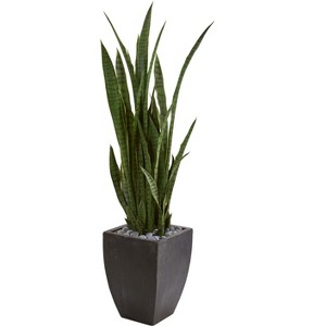 Nearly Natural 4.5-ft Artificial Sansevieria Snake Plant in Black Planter - 1 of 1