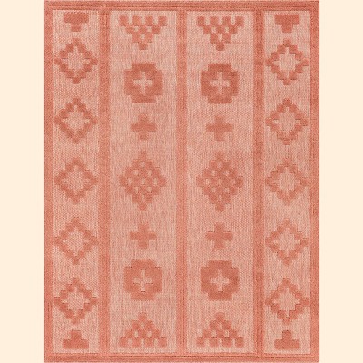 Hiro 6'7" x 9' Orange Polypropylene Outdoor Rug