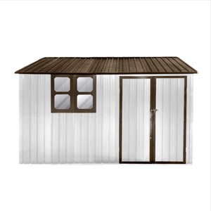 Metal Metal garden sheds 10ftx8ft outdoor storage sheds with window White+Coffee - 1 of 4