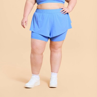Blogilates Women's Ruffle Woven Mid-Rise Shorts