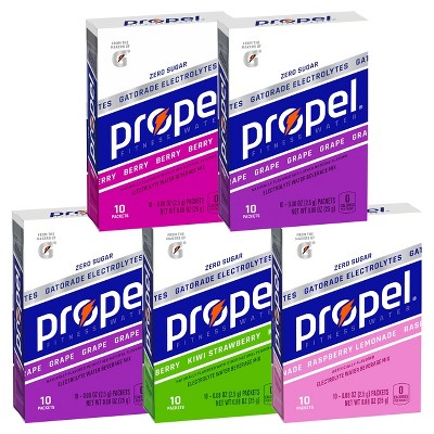 Propel Powder Packets 4 Flavor Variety Pack With Electrolytes - 10 Servings/Pack (Pack of 5)