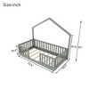 Twin/Full Size Montessori Bed Floor Bed Platform Bed Frame Toddler Bed Kid House Bed with Light & High Rails - ModernLuxe - 3 of 4