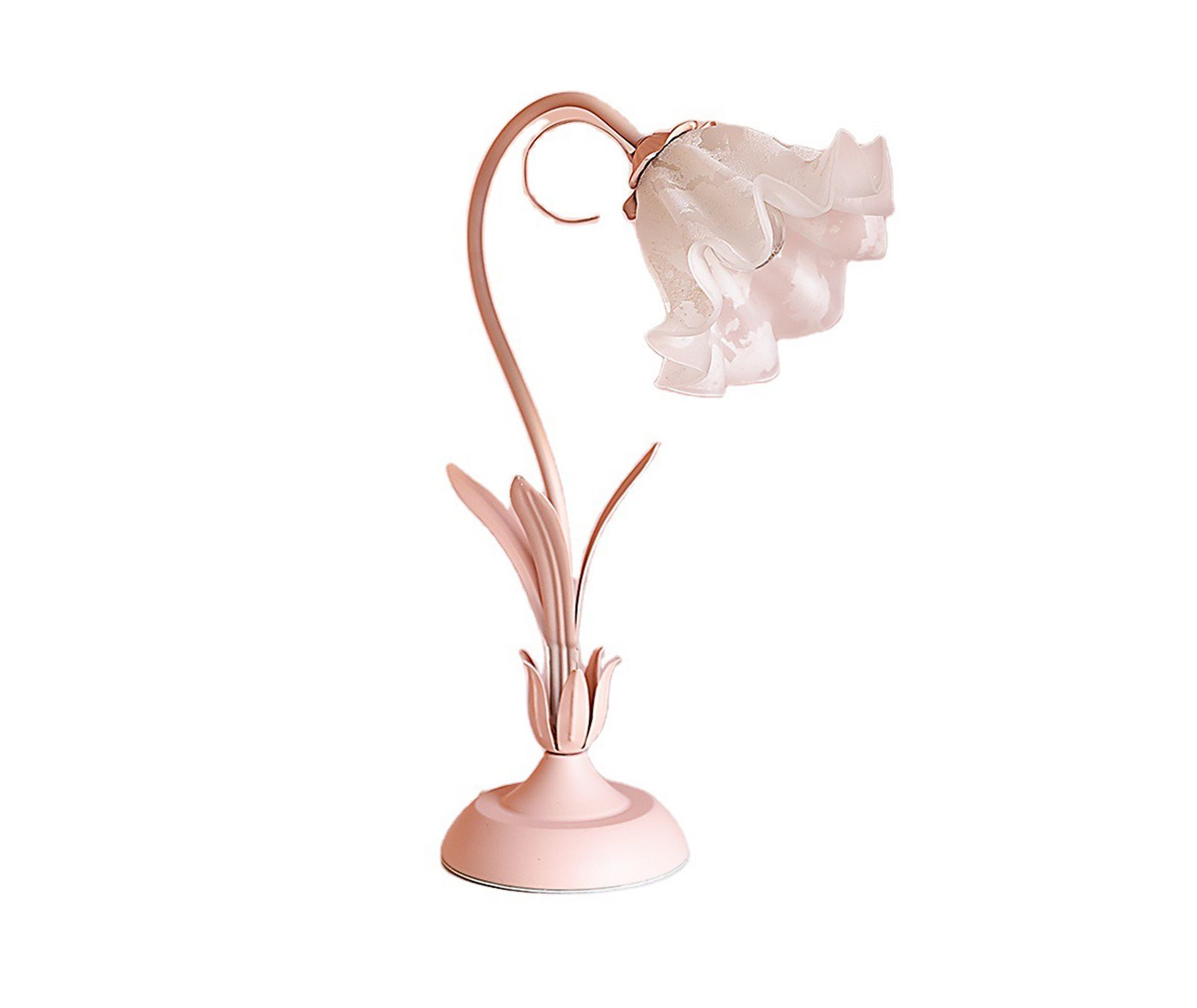 YIYIBYUS Flower Shaped Task and Reading Desk Lamp with Glass Lampshade, Pink