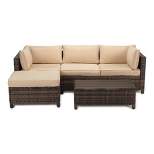 3pc Wicker Patio Sectional Seating Set with Cushions - EDYO LIVING
