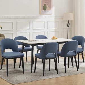 Set of 2/4/6 Modern Upholstered Dining Chairs – 300lb Capacity, Curved Backrest & Sturdy Wood Legs for Kitchen, Cafe, or Living Room - 1 of 4
