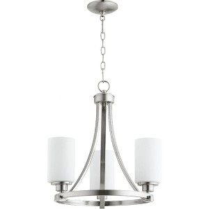Quorum Lighting Lancaster 3-Light Chandelier, Satin Nickel, 18 Width, 3 Lights, Glass, Dry Rated - 1 of 1