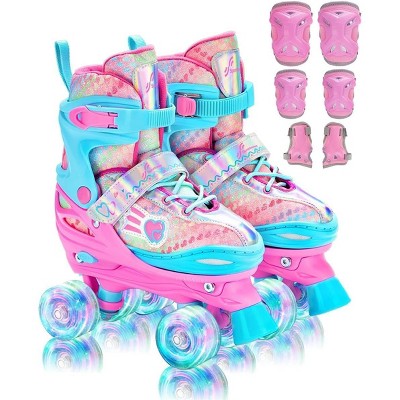 Sportneer Kids Roller Skates: 4 Size Adjustable Quad Skates