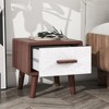 GustoWave 15.7'' Nightstand Bedside Tables with drawer, Solid Wood End Table Furniture for Living Room Bedroom, Brown&White - 3 of 4