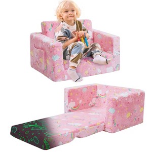 Inhand Kids Sofa, 2-in-1 Soft Toddler Couch Fold Out, Toddler Chair Comfy with Cute Designs, Convertible Sofa to Lounger for Girls and Boys - 1 of 4