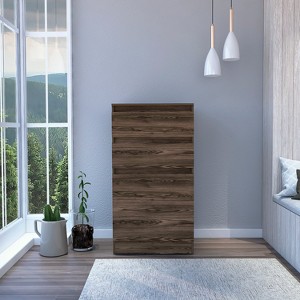 Dresser 43"H, Jewelry Box, Mirror, Single Door Cabinet, Two Drawers, Dark Walnut - 1 of 1