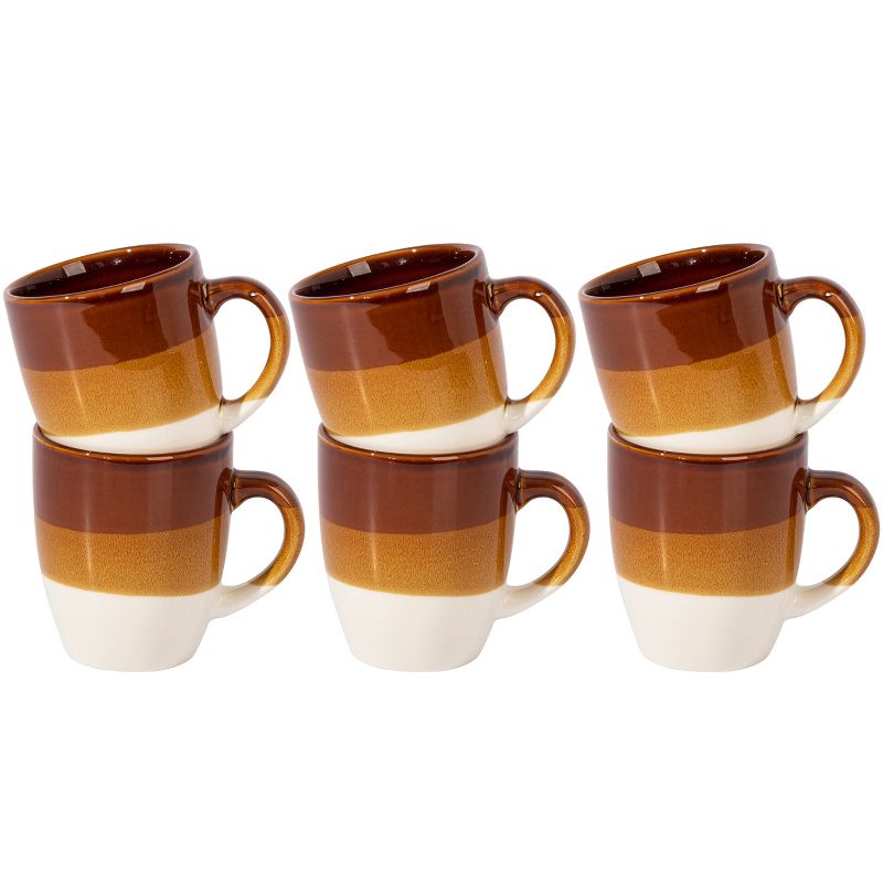 Gibson Home Yellowstone 6 Piece 12 Ounce Stoneware Mug Set in Brown and White, 2 of 6
