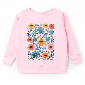 The Juniper Shop Watercolor Daisy Garden Youth Sweatshirt - S - Pink - 1 of 3