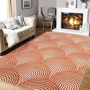 Washable Area Rug, Modern Striped Floor Carpet, No-Shedding Non-Shedding Non-Slip Abstract Mat for Nursery Office Living Room Apartment Bedroom - 1 of 4