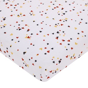 NoJo Disney Mickey Mouse - Red, Yellow, Black and White Mickey Confetti Nursery Fitted Mini Crib Sheet - 1 of 4