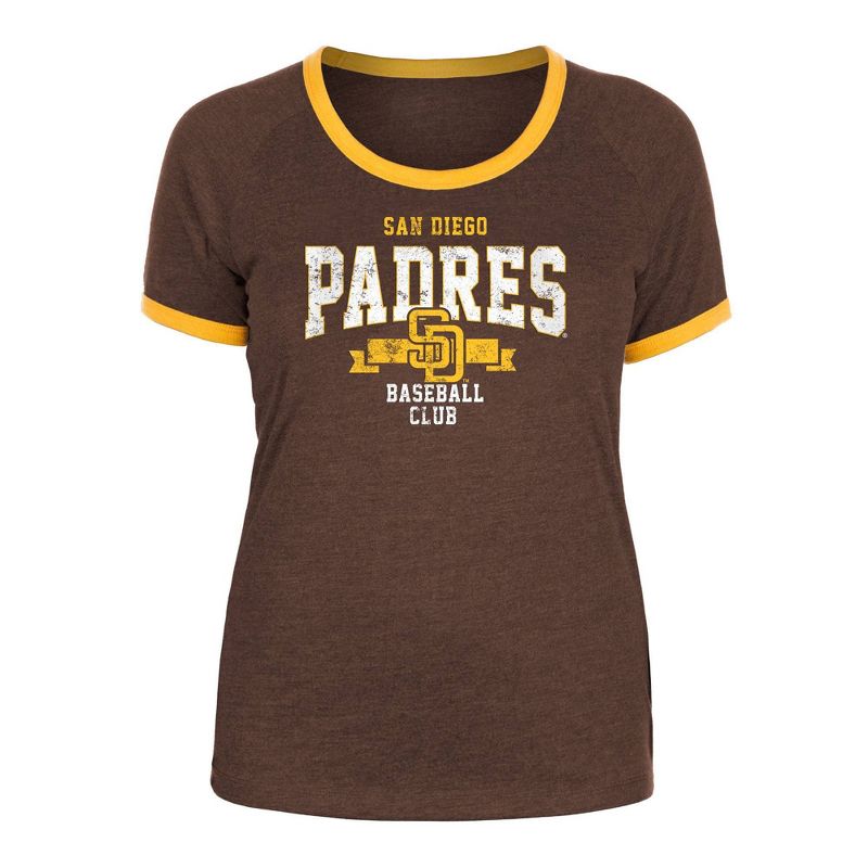 MLB San Diego Padres Women&#39;s Heather Bi-Blend Ringer T-Shirt, 1 of 7