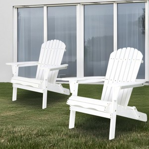 Premium Foldable Solid Wood Outdoor Lounge Chair with Embossed Grain & Comfortable Design, Set of 2-Coolbibila - 1 of 4