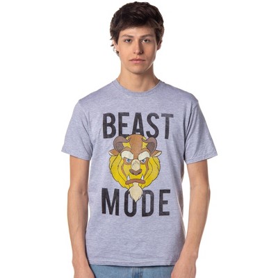 Seven Times Six Disney Beauty and the Beast Movie Men's BEAST MODE Graphic T-shirt Grey