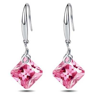 Paaaawaters 925 Sterling Silver Square Shape Cubic Zirconia Dangle Earring for Women