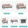 Sonkuki Patio Sofa Set with 45'' Fire Pit Table, All-Weather PE Rattan Wicker Patio Conversation Couch with Cushion - 3 of 4
