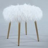 Airsurfer Compact White and Gold Faux Fur Stool Stylish Fluffy Accent Stool Glam Seating for Living Room Decor - 2 of 4