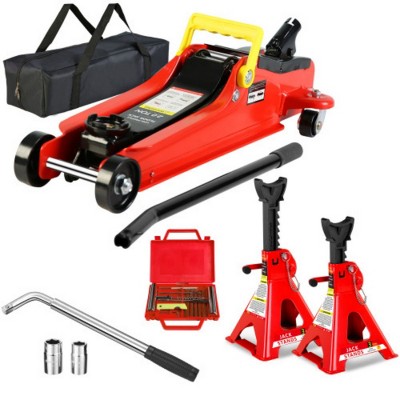 Syemin Lift Jacks Floor Jack, 2 Ton Low Profile Floor Jack Wrench Heavy Duty Steel Racing Floor Jack with Single Piston, Red, 8.2"*10.6"*14.2"