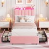 Twin Size Bed Frame with Storage Headboard, Upholstered Platform Bed Frame with 2 Drawers, Wooden Slats Support, No Box Spring Required - 2 of 4