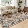 coucheta Multi-size Washable Vintage Area Rug for Living Room, Retro Floral Oriental Non Slip Low Pile Thin Foldable Carpet, for Bedroom, Dining Room - 2 of 4