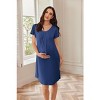 Ekouaer Nursing Nightown Labor and Delivery Gown for Hospital Pleated Breastfeeding Dress Short Sleeve Maternity Sleepwear Navy Blue L - 2 of 4