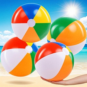 Joyfy 12/20" Multipacks Beach Balls, Large Rainbow Inflatable Beach Ball Beach Water Games, Pool Toys for Kids Adults Summer Fun, Beach Party Supply - 1 of 4