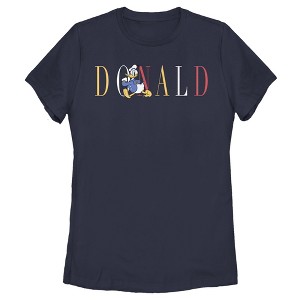 Women's Mickey & Friends Donald Duck Colorful Text T-Shirt - 1 of 4