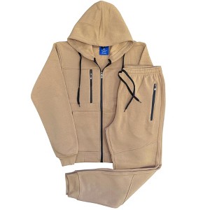 Men’s Warm Winter Tech Fleece Sweat Jacket Sweatpants Jogger Outfit - 1 of 4