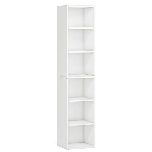 Resenkos Bookshelf, Bookcase Standing Shelf Unts,70.9" Corner Bookcase, Modern 6-Tier Narrow Cube Display Shelves,White - 1 of 4