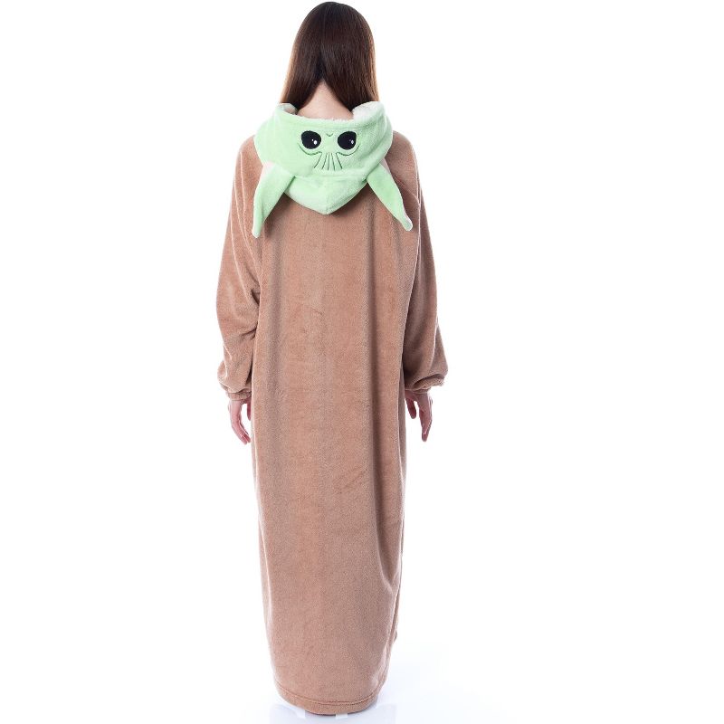 Star Wars The Mandalorian Baby Yoda Costume Adult Wearable Blanket Pullover Robe Brown, 3 of 6