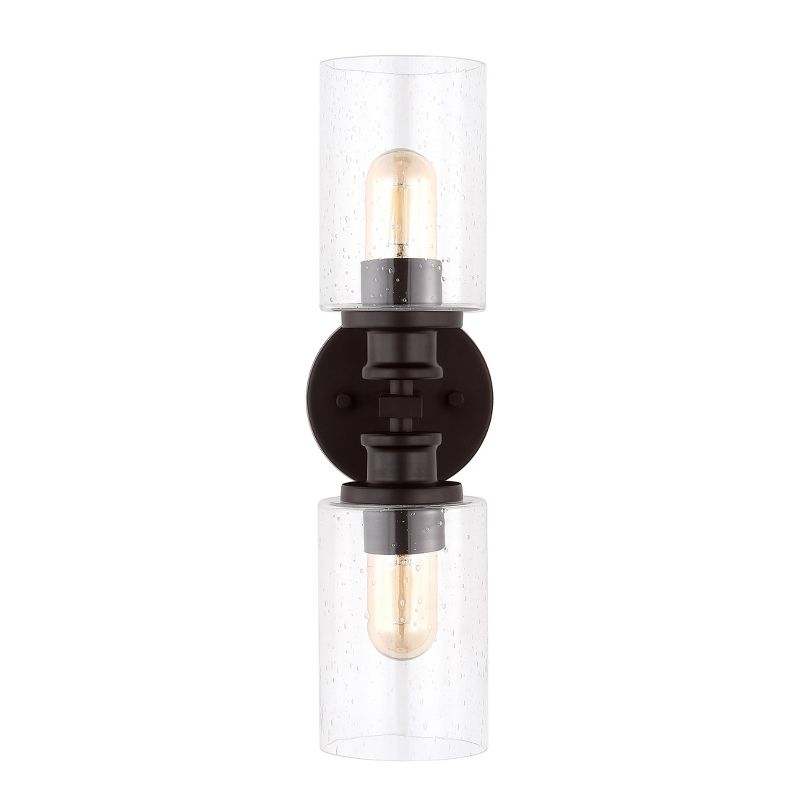 LED 2-Light Jules Edison Cylinder Iron/Seeded Glass Contemporary Wall Sconce Oil Rubbed Bronze - JONATHAN Y, 5 of 8