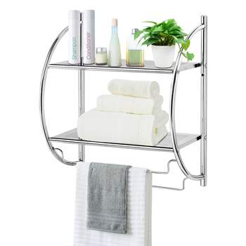 Tangkula Wall-Mounted Towel Rack Shower Suppliers Storage Holder Bathroom