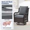 3 Piece Outdoor Patio Set, Wicker Rocking Bistro Set with 2 Swivel Chairs & Tempered Glass Top Table - 4 of 4