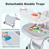 Infans Baby Folding Convertible High Chair w/Wheel Tray Adjustable Height Recline Grey - 4 of 4