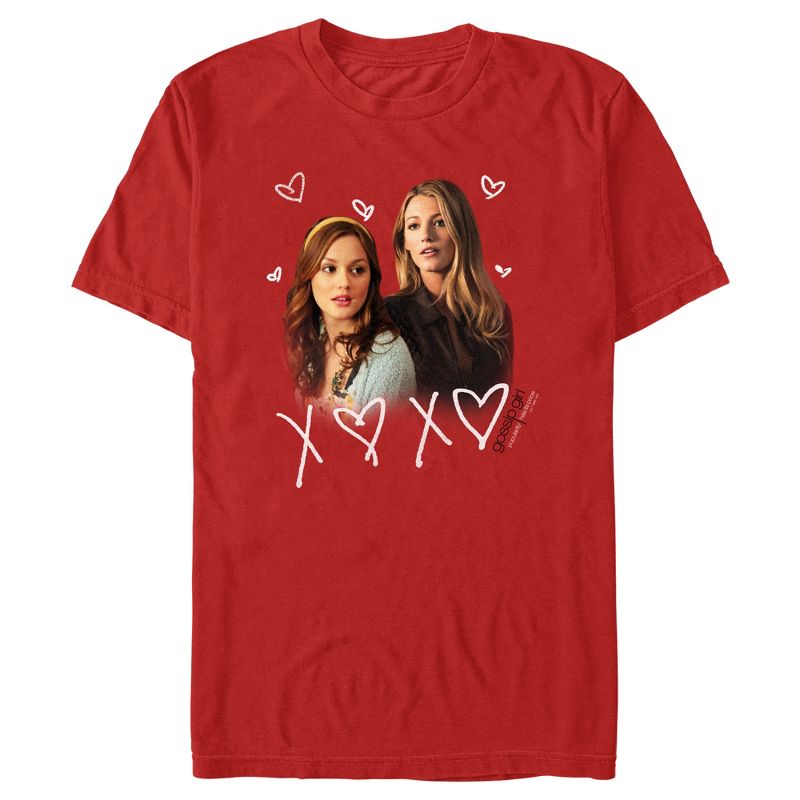 Men's Gossip Girl Blair and Serena XOXO T-Shirt, 1 of 6