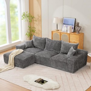 110'' Modular Sectional Sofa, L-Shaped Sofa with Deep Seats, Modern Convertible Chenille Couch with Ottomans,for Living Room, Bedroom - 1 of 4