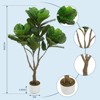 Orieon 3.8FT Fake Fiddle Leaf Fig Tree with Silk Leaves, Natural Trunk Artificial Plant in Pot for Indoor Home & Office Decor - 2 of 4