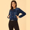 INSPIRE CHIC Women's Button Down Collarless Long Sleeve Jean Jackets - image 3 of 4