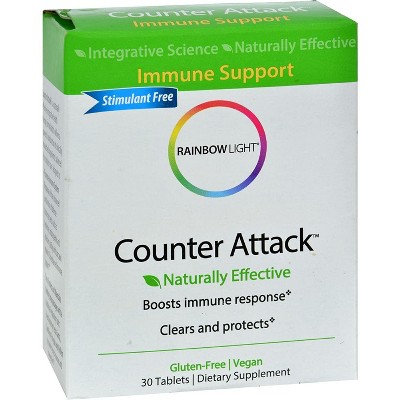 Rainbow Light Counter Attack, Adult Immune Support; Vitamin C, Zinc and 3 Targeted Blends for Overall Immune Support; Vegan; Gluten Free; 30 Tablets