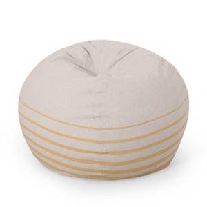 5' Hudgeons Boho Striped Bean Bag Natural/Yellow - Christopher Knight Home - 1 of 4