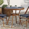 Merrick Lane Celia Bistro Style Table with Tempered Glass Top, PE Rattan, and Bamboo Finished Metal Frame for Indoor/Outdoor Use - 2 of 4
