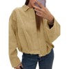 Imily Bela Womens Faux Suede Bomber Jackets Oversized Cropped Zip Up Lapel Coats Fall Casual Outerwears - 2 of 4