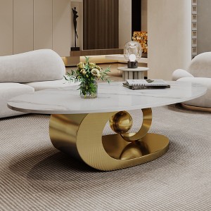 NicBex Marble Coffee Table with Sculptural Stainless Steel Base, Contemporary Center Table for Living Room & Lounge - 1 of 4